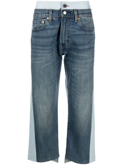 Junya Watanabe Two-tone Cropped Jeans In Blue