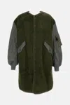 Junya Watanabe Two Tone Midi Bomber Coat In Green