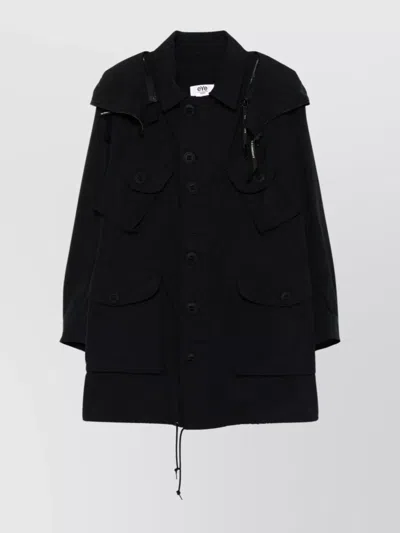 Junya Watanabe Utility Parka With Detachable Hood And Cargo Pockets In Multicolor