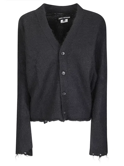 Junya Watanabe V-neck Distressed-effect Cardigan In Black