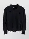 Junya Watanabe V-neck Knitwear With Distressed Long Sleeves In Black
