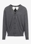 Junya Watanabe Grey Wool Buttoned Sweater In Gray