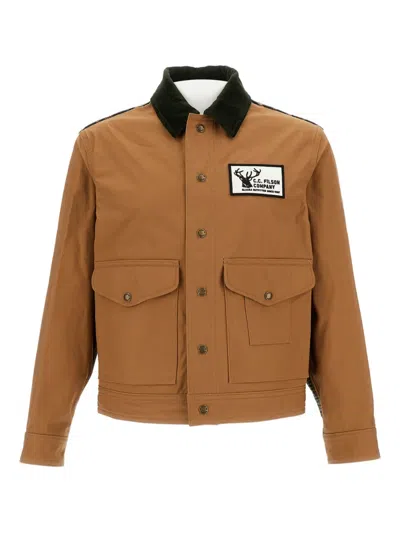 Junya Watanabe Velvet Collar Patch Jacket In Brown