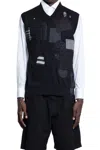 Junya Watanabe Mended Patchwork Wool Vest In Black