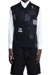 Junya Watanabe Mended Patchwork Wool Vest In Black