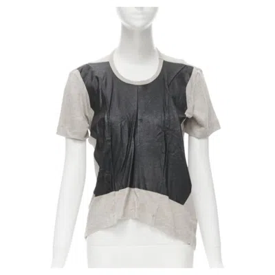 Pre-owned Junya Watanabe Vintage  1998 Grey Linen Black Lacquered Front Sweater Top S In Gray