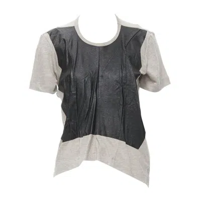 Pre-owned Junya Watanabe Vintage  1998 Grey Linen Black Lacquered Front Sweater Top S In Gray