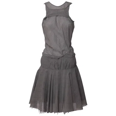 Pre-owned Junya Watanabe Vintage  Comme Des Garçons Cutout Plaid Dress, Size S In Gray