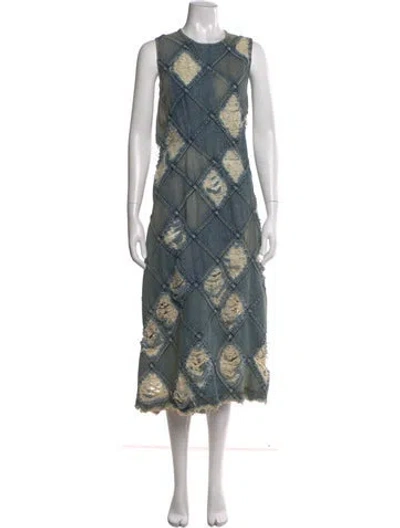 Pre-owned Junya Watanabe Vintage Midi Length Dress In Blue