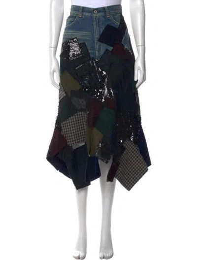 Pre-owned Junya Watanabe Vintage Midi Length Skirt In Blue