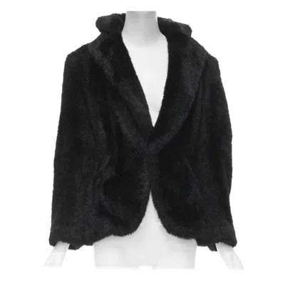 Pre-owned Junya Watanabe Vintage Runway  2001 Faux Fur Clear Pvc Insert Blazer Coat M In Black