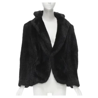 Pre-owned Junya Watanabe Vintage Runway  2001 Faux Fur Clear Pvc Insert Blazer Coat M In Black