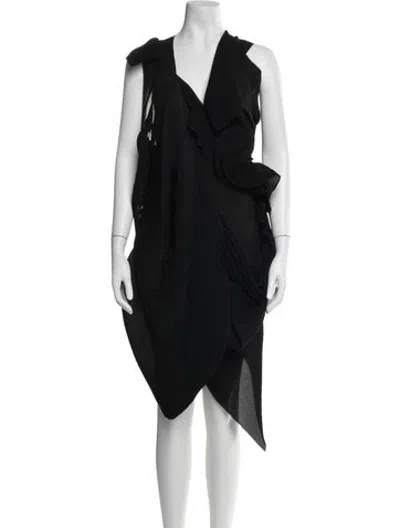 Pre-owned Junya Watanabe V-neck Knee-length Dress In Black