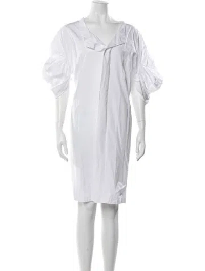 Pre-owned Junya Watanabe V-neck Knee-length Dress In White