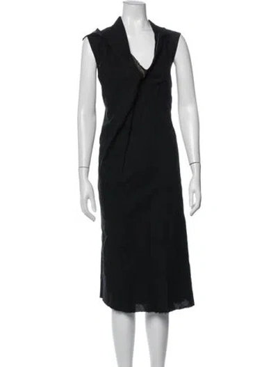 Pre-owned Junya Watanabe V-neck Midi Length Dress In Black