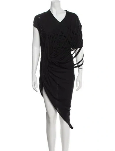 Pre-owned Junya Watanabe V-neck Midi Length Dress In Black
