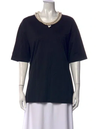 Pre-owned Junya Watanabe V-neck Short Sleeve T-shirt In Blue