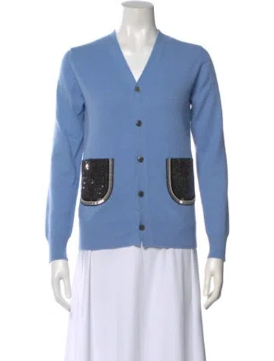 Pre-owned Junya Watanabe V-neck Sweater In Blue