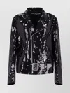 Junya Watanabe Waist Belted Metallic Sequin Zipper Jacket