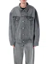 Junya Watanabe Washed Grey Oversized Denim Jacket In Gray