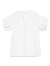 Junya Watanabe White Cotton Top With Pleated Balloon Sleeves