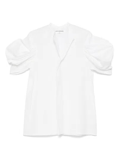 JUNYA WATANABE JUNYA WATANABE WHITE COTTON TOP WITH PLEATED BALLOON SLEEVES
