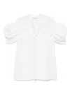 Junya Watanabe White Cotton Top With Pleated Balloon Sleeves