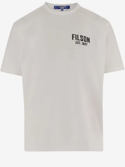 Junya Watanabe White Crewneck Printed T-shirt In Gray