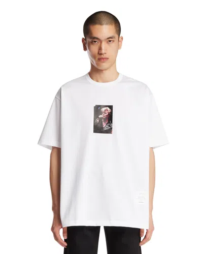 Junya Watanabe White Singer Graphic Print Cotton T-shirt