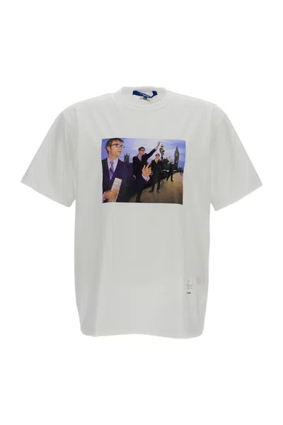 Junya Watanabe White Printed Crew-neck Cotton T-shirt