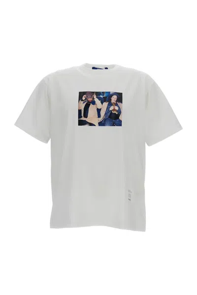 Junya Watanabe White Printed Crew-neck Cotton T-shirt