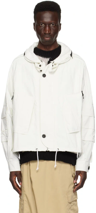 Junya Watanabe White Stowaway Hood Jacket