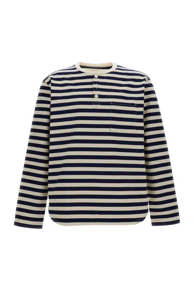 Junya Watanabe White Striped Long Sleeve T-shirt In Multi
