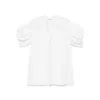 Junya Watanabe White Cotton Top With Pleated Balloon Sleeves In White