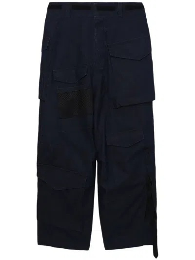Junya Watanabe Wide-leg Cotton Cargo Trousers In Blue