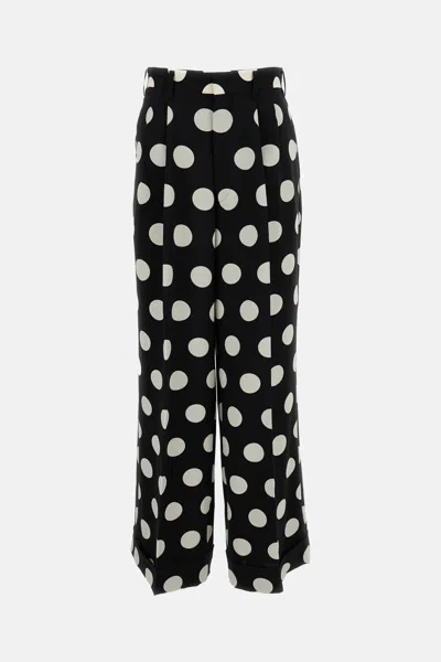 Junya Watanabe Fluid Polka-dot Wide-leg Trousers With Cuffed Hem In Multi