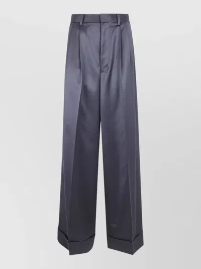 Junya Watanabe Wide Leg Trousers Pleats Pockets Belt Loops In Blue