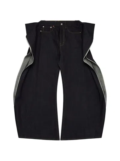 Junya Watanabe Wide-leg Selvedge Jeans In Black