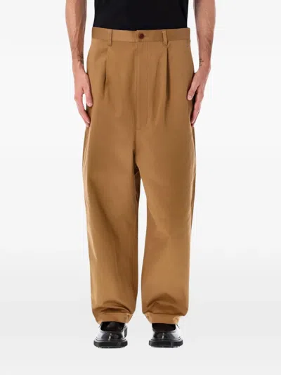Junya Watanabe Pleated Front Chino Trousers And Pockets In Brown