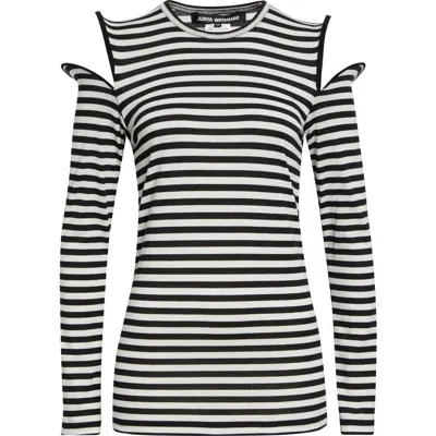 Junya Watanabe Wired Cutout Stripe Cotton Jersey T-shirt In Black