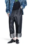 Junya Watanabe Jeans Con Risvolto In Cotone Cupro Poliestere In Black