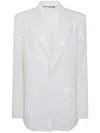 Junya Watanabe Single-breasted Jacket In Sequinned Satin In White