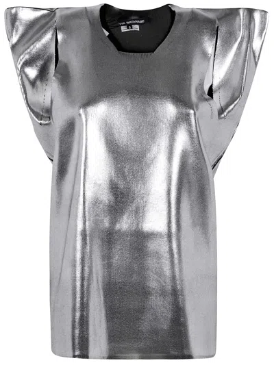 Junya Watanabe Maglietta In Jersey Di Nylon Rivestito In Silver