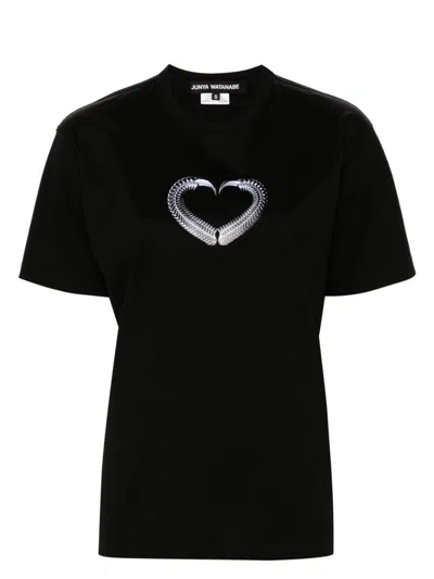 JUNYA WATANABE WOMEN'S CREW NECK GRAPHIC-HEART PRINT T-SHIRT