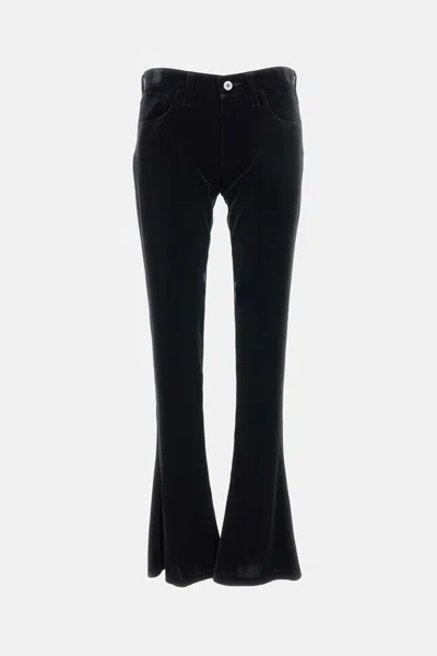 Junya Watanabe Flared 5-pocket Trousers With Velvet Touch In Blue