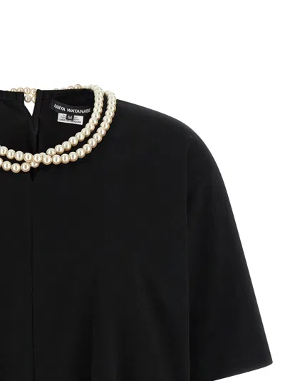Junya Watanabe Women's Ivory Necklace T-shirt In Black