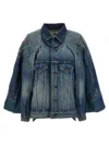 Junya Watanabe Double-layer Faded Denim Jacket With Chest Pockets In Blue