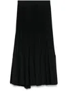 Junya Watanabe Flared Black Wool Midi Skirt In Black