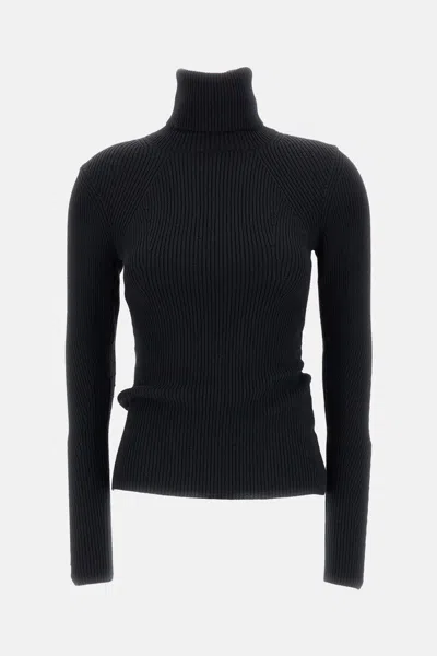 Junya Watanabe Women Stretch Wool Turtleneck Sweater In Black