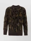 Junya Watanabe Embroidered Wool-blend Animal Print Sweater In Brown